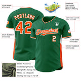 Custom Kelly Green Orange-White Classic Color Block Side Panel Stripe Authentic Baseball Jersey