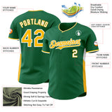 Custom Kelly Green Gold-White Classic Color Block Side Panel Stripe Authentic Baseball Jersey