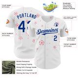 Custom White-Royal Cherry Blossoms Sakura Authentic Baseball Jersey