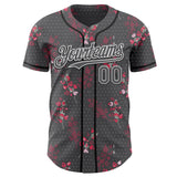 Custom Steel Gray White-Black Cherry Blossoms Sakura Authentic Baseball Jersey