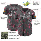 Custom Steel Gray White-Black Cherry Blossoms Sakura Authentic Baseball Jersey