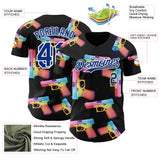 Custom Black Royal-White Colorful Firepower 3D Pattern Design Authentic Baseball Jersey