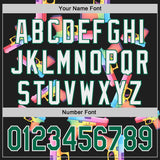 Custom Black Kelly Green-White Colorful Firepower 3D Pattern Design Authentic Baseball Jersey
