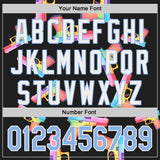 Custom Black Light Blue-White Colorful Firepower 3D Pattern Design Authentic Baseball Jersey