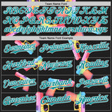 Custom Black Teal-White Colorful Firepower 3D Pattern Design Authentic Baseball Jersey
