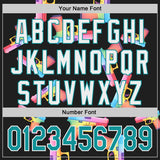 Custom Black Teal-White Colorful Firepower 3D Pattern Design Authentic Baseball Jersey