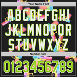 Custom Black Neon Green-White Colorful Firepower 3D Pattern Design Authentic Baseball Jersey