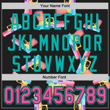 Custom Black Pink-Aqua Colorful Firepower 3D Pattern Design Authentic Baseball Jersey