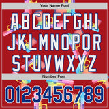 Custom Red Royal-White Colorful Firepower 3D Pattern Design Authentic Baseball Jersey