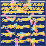 Custom Royal Yellow-White Colorful Firepower 3D Pattern Design Authentic Baseball Jersey
