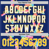 Custom Royal Yellow-White Colorful Firepower 3D Pattern Design Authentic Baseball Jersey