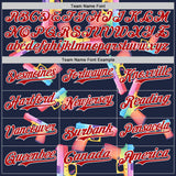 Custom Navy Red-White Colorful Firepower 3D Pattern Design Authentic Baseball Jersey
