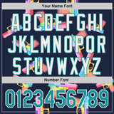 Custom Navy Teal-White Colorful Firepower 3D Pattern Design Authentic Baseball Jersey