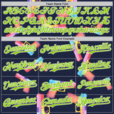 Custom Navy Neon Green-White Colorful Firepower 3D Pattern Design Authentic Baseball Jersey