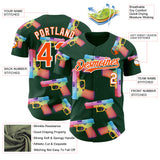 Custom Green Orange-White Colorful Firepower 3D Pattern Design Authentic Baseball Jersey