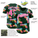Custom Green Pink-White Colorful Firepower 3D Pattern Design Authentic Baseball Jersey