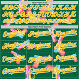 Custom Kelly Green Gold-White Colorful Firepower 3D Pattern Design Authentic Baseball Jersey