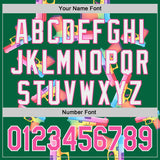 Custom Kelly Green Pink-White Colorful Firepower 3D Pattern Design Authentic Baseball Jersey