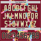 Custom Crimson Black-Cream Colorful Firepower 3D Pattern Design Authentic Baseball Jersey