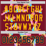 Custom Crimson Navy-Gold Colorful Firepower 3D Pattern Design Authentic Baseball Jersey