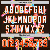 Custom Brown Orange-White Colorful Firepower 3D Pattern Design Authentic Baseball Jersey