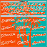 Custom Aqua Orange-White Hawaii Tropical Coastal Palm Trees Performance T-Shirt