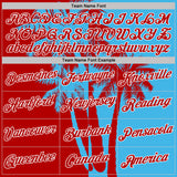 Custom Sky Blue Red-White Hawaii Tropical Coastal Palm Trees Performance T-Shirt