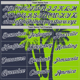 Custom Neon Green Navy-White Hawaii Tropical Coastal Palm Trees Performance T-Shirt