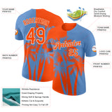 Custom Light Blue Orange-White Hawaii Tropical Coastal Palm Trees Performance T-Shirt