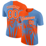 Custom Light Blue Orange-White Hawaii Tropical Coastal Palm Trees Performance T-Shirt