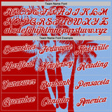 Custom Light Blue Red-White Hawaii Tropical Coastal Palm Trees Performance T-Shirt
