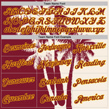 Custom Cream Crimson-Yellow Hawaii Tropical Coastal Palm Trees Performance T-Shirt