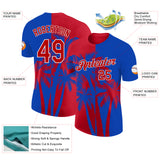 Custom Thunder Blue Red-White Hawaii Tropical Coastal Palm Trees Performance T-Shirt