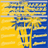 Custom Thunder Blue Yellow-White Hawaii Tropical Coastal Palm Trees Performance T-Shirt