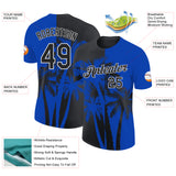 Custom Thunder Blue Black-White Hawaii Tropical Coastal Palm Trees Performance T-Shirt