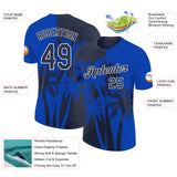 Custom Thunder Blue Navy-White Hawaii Tropical Coastal Palm Trees Performance T-Shirt