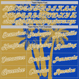 Custom Thunder Blue Old Gold-White Hawaii Tropical Coastal Palm Trees Performance T-Shirt