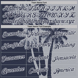 Custom Gray Navy-White Hawaii Tropical Coastal Palm Trees Performance T-Shirt