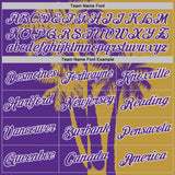 Custom Old Gold Purple-White Hawaii Tropical Coastal Palm Trees Performance T-Shirt