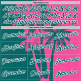 Custom Pink Teal-White Hawaii Tropical Coastal Palm Trees Performance T-Shirt