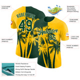 Custom Yellow Green-White Hawaii Tropical Coastal Palm Trees Performance T-Shirt