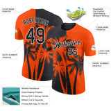 Custom Orange Black-White Hawaii Tropical Coastal Palm Trees Performance T-Shirt