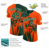 Custom Orange Green-White Hawaii Tropical Coastal Palm Trees Performance T-Shirt
