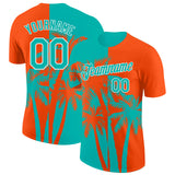 Custom Orange Aqua-White Hawaii Tropical Coastal Palm Trees Performance T-Shirt