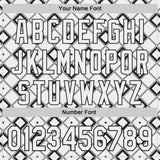 Custom White-Black Geometric Diamond Grid Rhombus Authentic Baseball Jersey