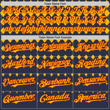 Custom Navy Gold-Red Geometric Diamond Grid Rhombus Authentic Baseball Jersey