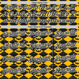 Custom Gold Black-White Geometric Diamond Grid Rhombus Bat Authentic Baseball Jersey