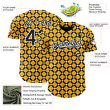 Custom Gold Black-White Geometric Diamond Grid Rhombus Authentic Baseball Jersey