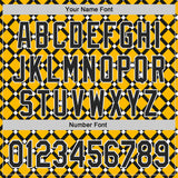 Custom Gold Black-White Geometric Diamond Grid Rhombus Authentic Baseball Jersey
