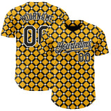 Custom Gold Black-White Geometric Diamond Grid Rhombus Authentic Baseball Jersey
